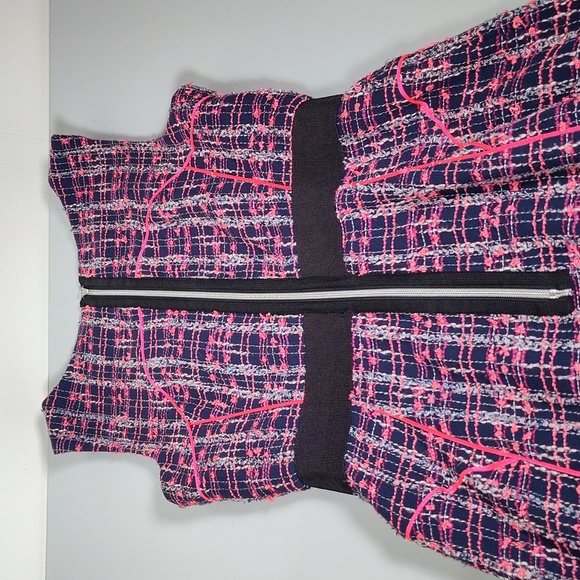 Milly navy and pink tweed pencil sheath dress 8 - Picture 6 of 10